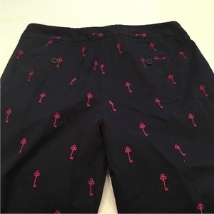 Talbots size 8 navy with key patterned ankle pink